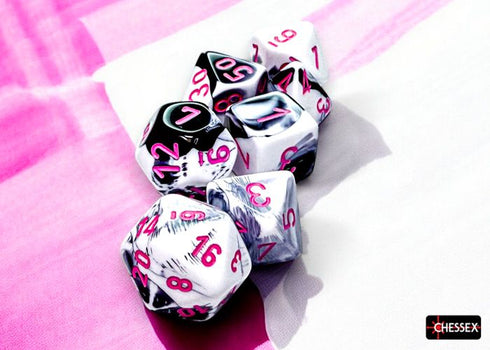 CHX 26469 Gemini Black-White/pink Polyhedral 7-Dice Set
