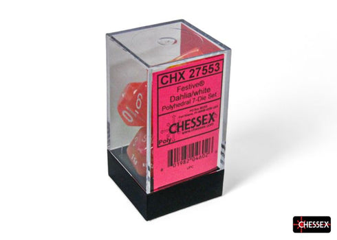 CHX 27553 Festive Dahlia/white Luminary Polyhedral 7-Dice Set