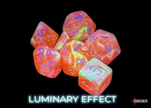 CHX 27553 Festive Dahlia/white Luminary Polyhedral 7-Dice Set