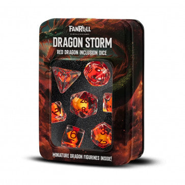 MDG 16mm Polyhedral Dice Set: Dragon Storm Inclusion Red Dragon