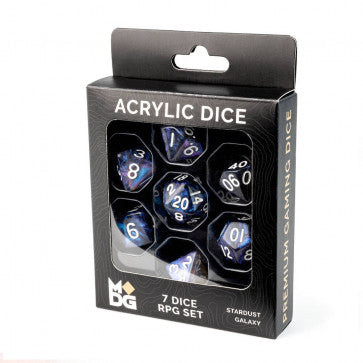 MDG 16mm Acrylic Polyhedral Dice Set: Stardust Galaxy
