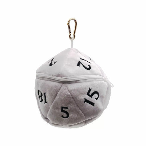 d20 Plush Dice Bag White