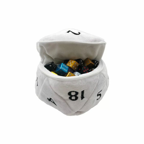 d20 Plush Dice Bag White