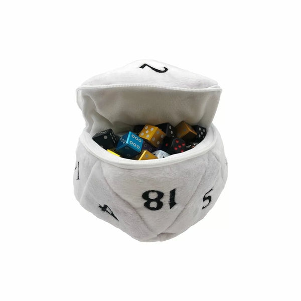 d20 Plush Dice Bag White