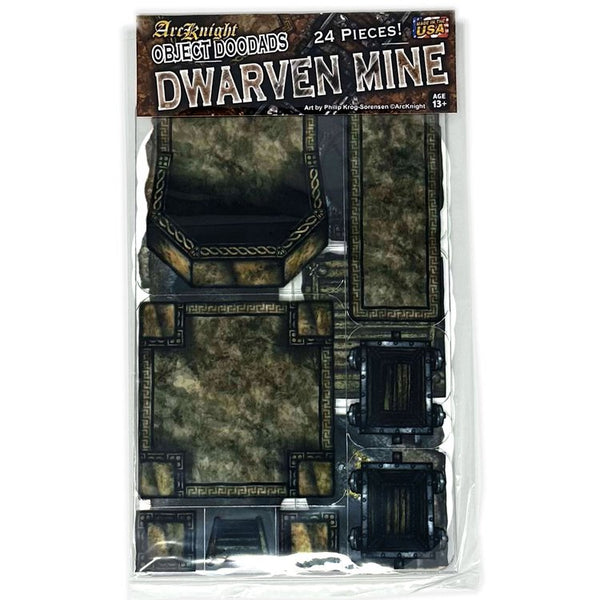 Arcknight Flat Plastic Miniatures - Dwarven Mine - Roleplaying Objects 2.0 - 24 Pieces