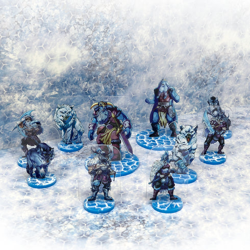 Arcknight Flat Plastic Miniatures - Frost Giant Raiders Warband - 10 2D Minis