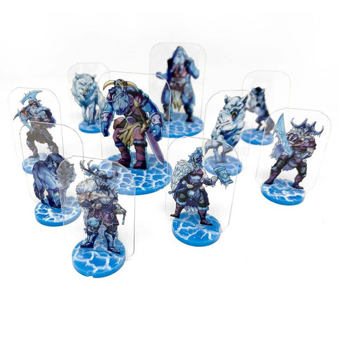 Arcknight Flat Plastic Miniatures - Frost Giant Raiders Warband - 10 2D Minis