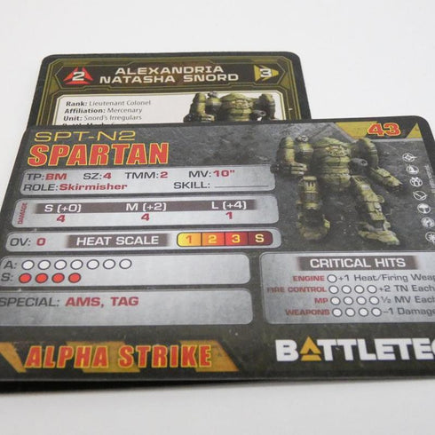 Spartan - Battletech Snord’s Irregulars Assault Set - Catalyst Game Lab