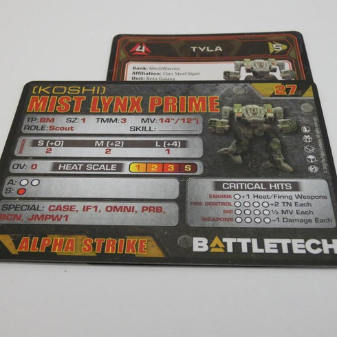 Mist Lynx (Koshi) - Battletech Clan Command Star - Catalyst Game Lab
