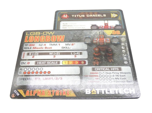 Longbow - Battletech Inner Sphere Fire Lance - Catalyst Game Lab