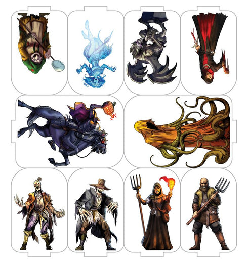 Arcknight Flat Plastic Miniatures - Halloween Horror Warband - 10 2D Minis