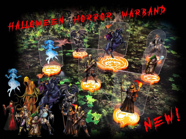 Arcknight Flat Plastic Miniatures - Halloween Horror Warband - 10 2D Minis
