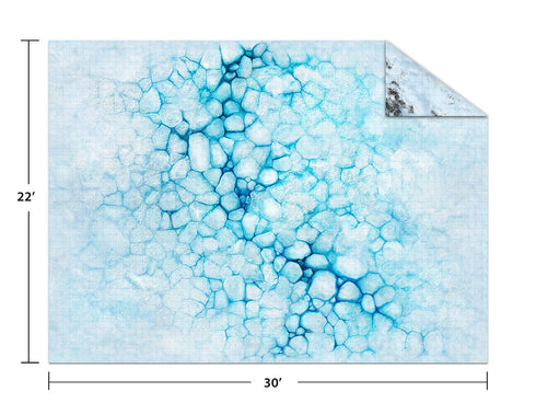 Monster Fight Club Terrain: 22x30" Adventure Mat - Ice Floe / Frozen Tundra (Gridded)