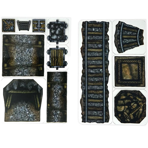 Arcknight Flat Plastic Miniatures - Dwarven Mine - Roleplaying Objects 2.0 - 24 Pieces