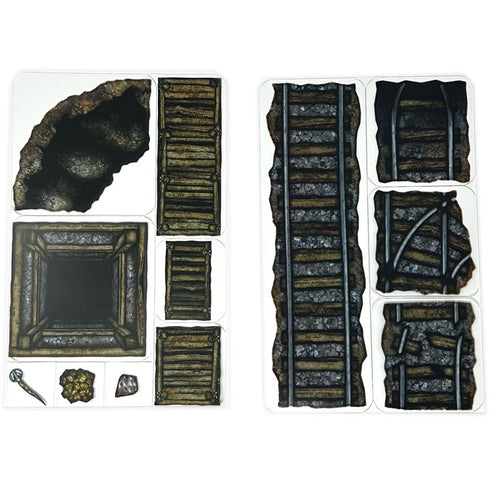 Arcknight Flat Plastic Miniatures - Dwarven Mine - Roleplaying Objects 2.0 - 24 Pieces