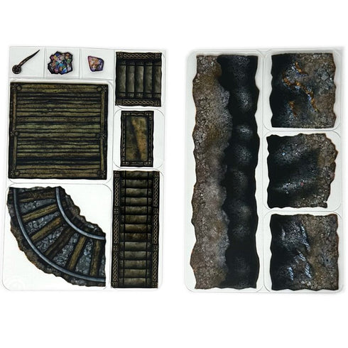 Arcknight Flat Plastic Miniatures - Dwarven Mine - Roleplaying Objects 2.0 - 24 Pieces