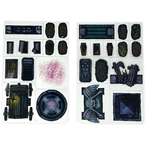 Arcknight Flat Plastic Miniatures - Graveyard - Roleplaying Objects 2.0 - 48 Pieces