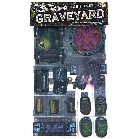 Arcknight Flat Plastic Miniatures - Graveyard - Roleplaying Objects 2.0 - 48 Pieces