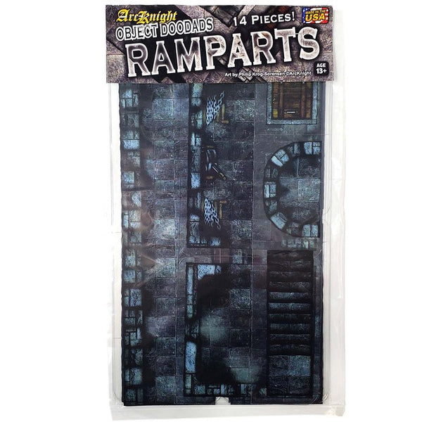 Arcknight Flat Plastic Miniatures - Ramparts - Roleplaying Objects 2.0 - 14 Pieces