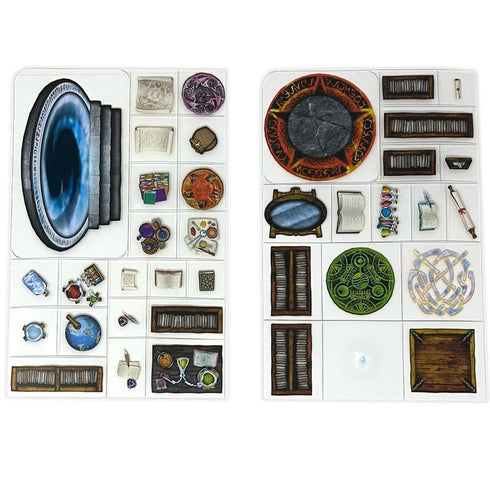 Arcknight Flat Plastic Miniatures - Wizard's Library - Roleplaying Objects 2.0 - 68 Pieces