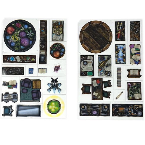 Arcknight Flat Plastic Miniatures - Wizard's Library - Roleplaying Objects 2.0 - 68 Pieces