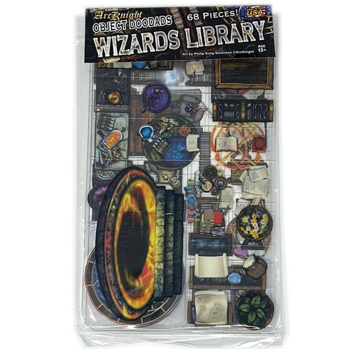 Arcknight Flat Plastic Miniatures - Wizard's Library - Roleplaying Objects 2.0 - 68 Pieces