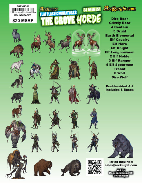 Arcknight Flat Plastic Miniatures - The Grove Horde - 31 2D Minis