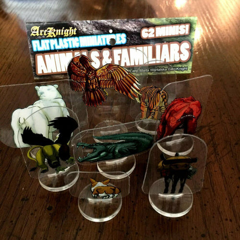Arcknight Flat Plastic Miniatures - Animals & Familiars Set - 62 2D Minis