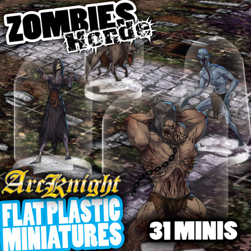 Arcknight Flat Plastic Miniatures - Zombie Horde - 31 2D Minis