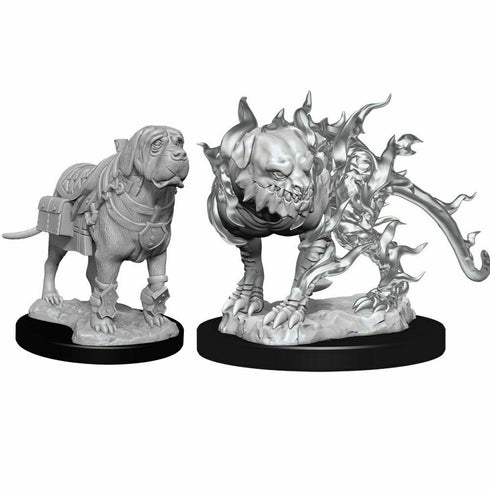 Dungeons & Dragons Nolzur's Miniatures: Mastiff and Shadow Mastiff - Unpainted