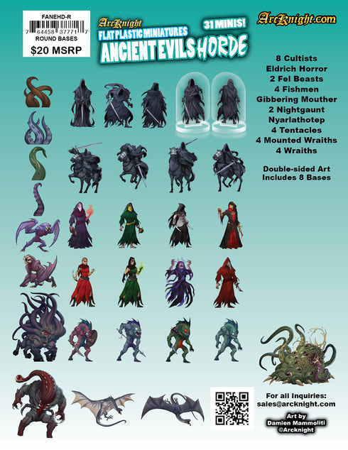 Arcknight Flat Plastic Miniatures - Ancients Evil Horde - 31 2D Minis