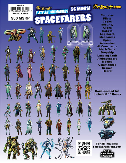 Arcknight Flat Plastic Miniatures - Spacefarers Set - 56 2D Minis
