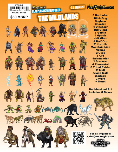 Arcknight Flat Plastic Miniatures - The Wildlands Set - 62 2D Minis