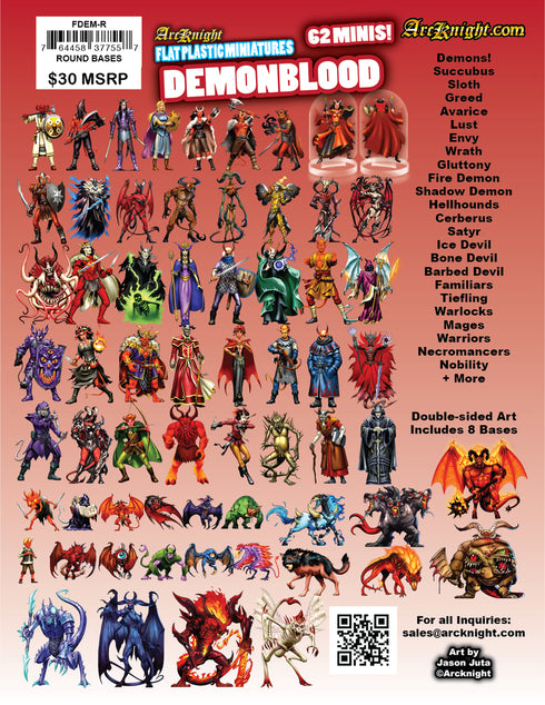 Arcknight Flat Plastic Miniatures - Demonblood Set - 62 2D Minis