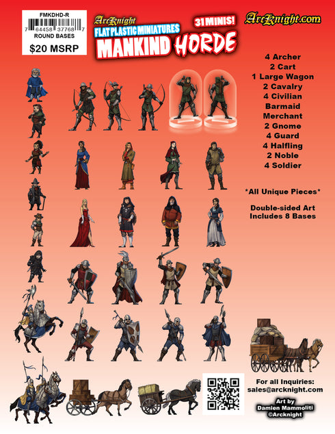 Arcknight Flat Plastic Miniatures - Mankind Horde - 31 2D Minis