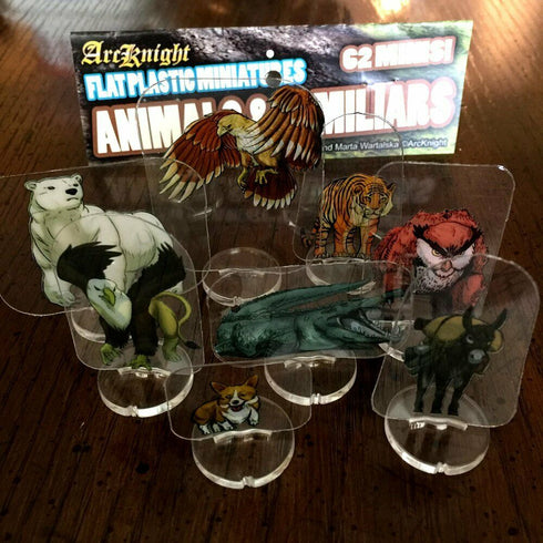 Arcknight Flat Plastic Miniatures - Animals & Familiars Set - 62 2D Minis