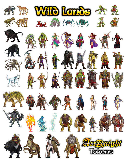 Arcknight Flat Plastic Miniatures - The Wildlands Set - 62 2D Minis