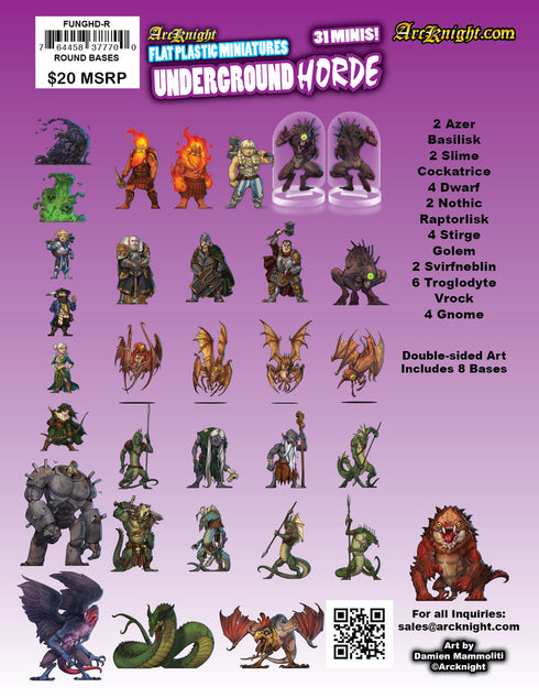 Arcknight Flat Plastic Miniatures - Underground Horde - 31 2D Minis