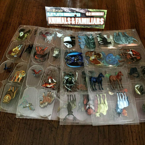 Arcknight Flat Plastic Miniatures - Animals & Familiars Set - 62 2D Minis