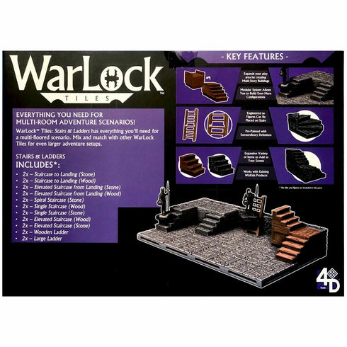 Wizkids 4D WarLock Tiles - Stairs & Ladders (Prepainted)