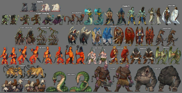 Arcknight Flat Plastic Miniatures - Wildlands Horde - 31 2D Minis