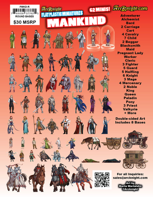 Arcknight Flat Plastic Miniatures - Mankind Set - 62 2D Minis