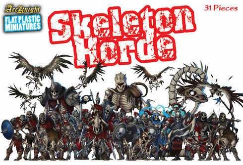 Arcknight Flat Plastic Miniatures - Skeleton Horde - 31 2D Minis
