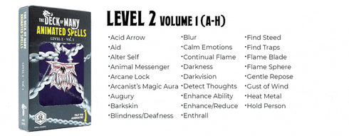 Deck of Many: Animated Spells: Level 2 A-H