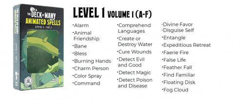 Deck of Many: Animated Spells: Level 1 A-F