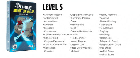 Deck of Many: Animated Spells: Level 5 A-Z