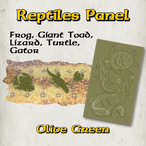Arcknight Flat Plastic Miniatures - RPG Mini Mounts - Reptiles (Olive)