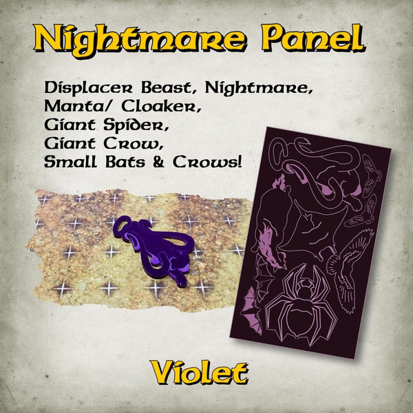 Arcknight Flat Plastic Miniatures - RPG Mini Mounts - Nightmare (Violet)