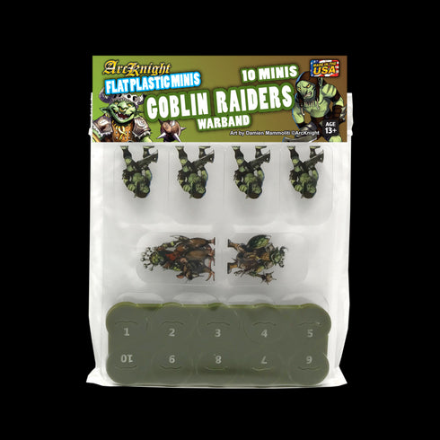 Arcknight Flat Plastic Miniatures - Goblin Raiders Warband - 10 2D Minis