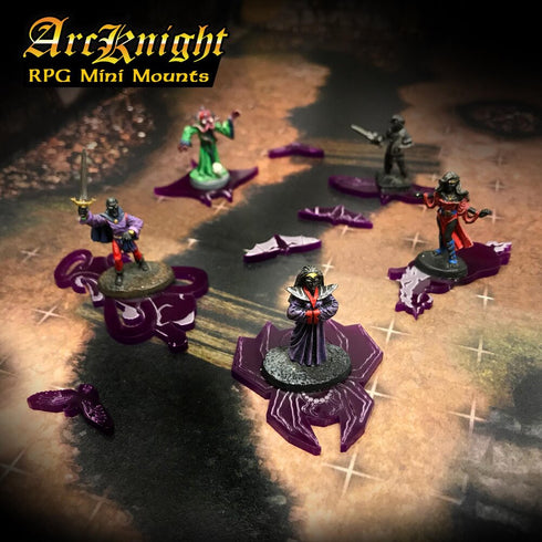Arcknight Flat Plastic Miniatures - RPG Mini Mounts - Nightmare (Violet)
